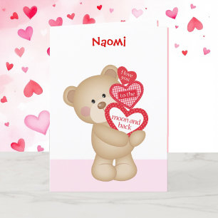 Tarjeta Festiva El día de San Valentín Teddy Bear Bee Mine Nombre 