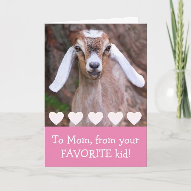 Tarjeta Festiva El día de San Valentín "To Mom" de Baby Goat (Anverso)