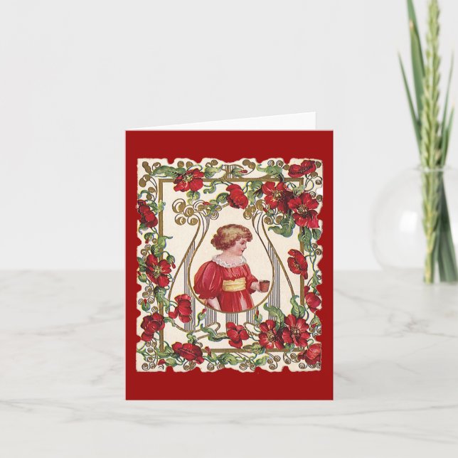 Tarjeta Festiva El día de San Valentín victoriano con Rosas (Anverso)