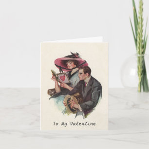Tarjeta Festiva El día de San Valentín victoriano vintage amor y r
