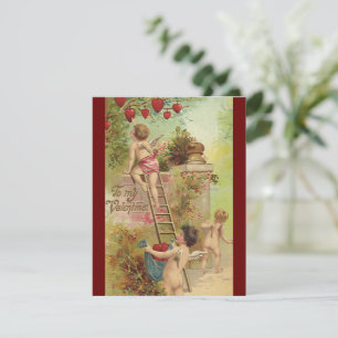 Tarjeta Festiva El día de San Valentín Vintage, Escalera Cute Cher