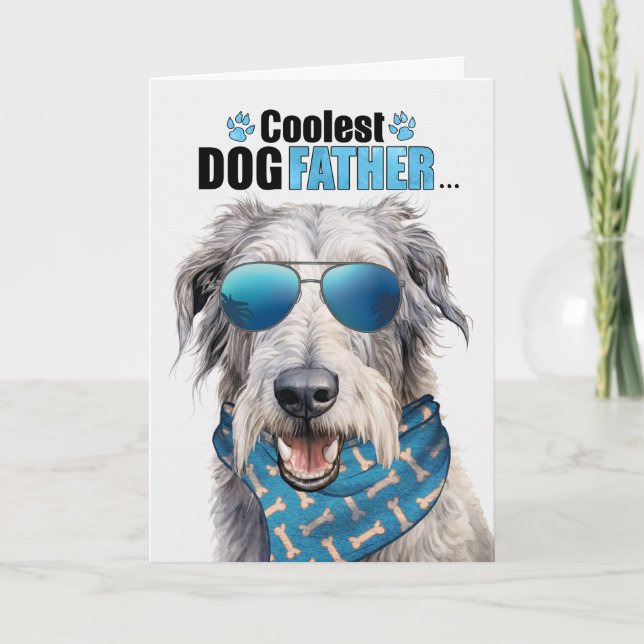 Tarjeta Festiva El día del padre de un perro lobo irlandés (Anverso)
