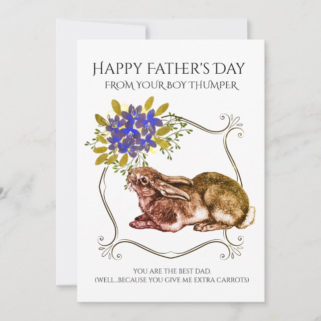 Tarjeta Festiva El día del padre desde tu conejo en blanco (Anverso)