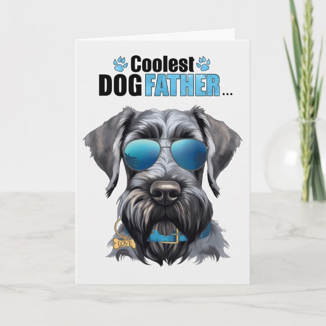 Tarjeta Festiva El día del padre, el perro más frío de Schnauzer (Anverso)