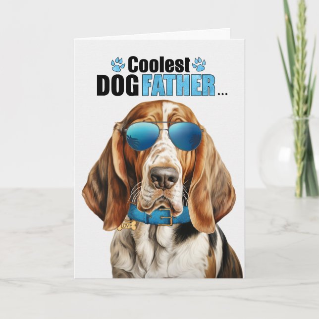 Tarjeta Festiva El Día del Padre más Cooler de Perro Hound (Anverso)