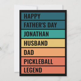 Tarjeta Festiva El Día del Padre Retro de la Leyenda de Pickleball