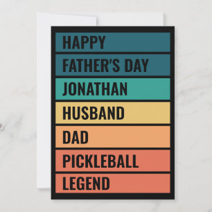 Tarjeta Festiva El Día del Padre Retro de la Leyenda de Pickleball