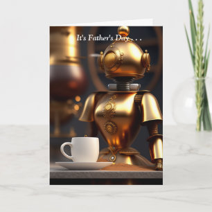 Tarjeta Festiva El Día del Padre Robot Barista