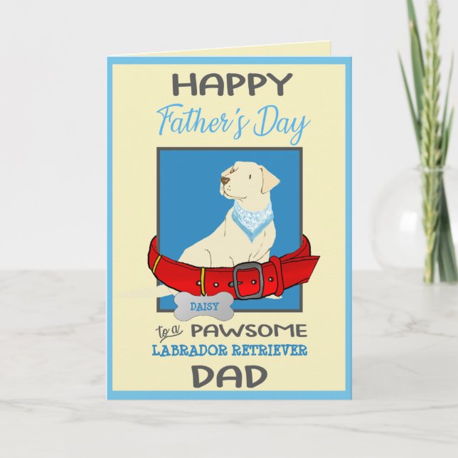 Tarjeta Festiva El Día del Padres Recuperador de Labrador Amarillo (Anverso)