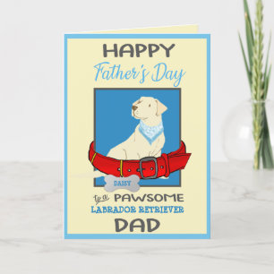 Tarjeta Festiva El Día del Padres Recuperador de Labrador Amarillo