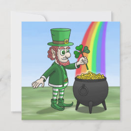 Tarjeta Festiva El duende irlandés y la olla de oro