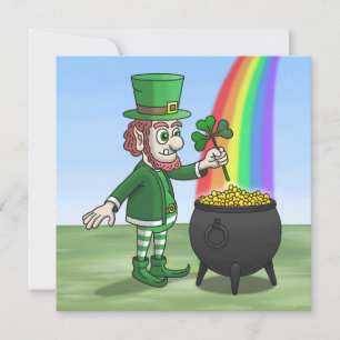 Tarjeta Festiva El duende irlandés y la olla de oro