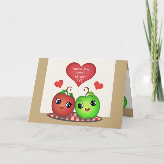 Tarjeta Festiva El el día de San Valentín divertido Apple ama la (Anverso)