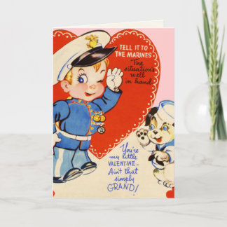 Tarjeta Festiva El el día de San Valentín militar retro de los