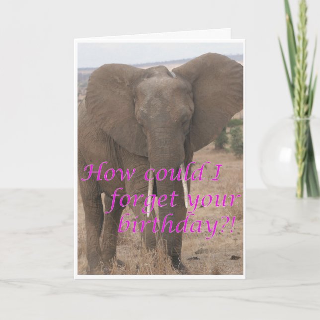 Tarjeta Festiva El elefante olvida cumpleaños (Anverso)