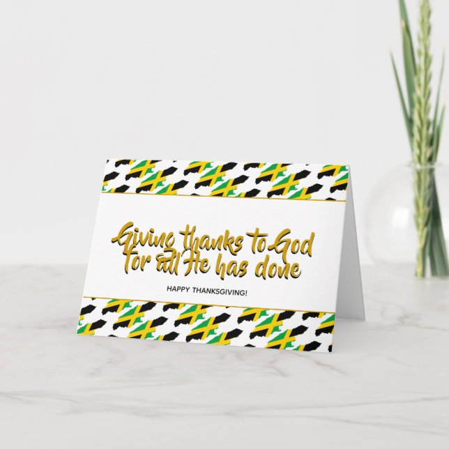 Tarjeta Festiva El elegante JAMAICA dando gracias (Anverso)