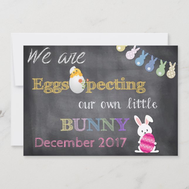 Tarjeta Festiva El embarazo de Eggspecting Pascua revela la (Anverso)