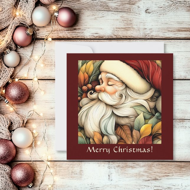 Tarjeta Festiva El encantador Personalizable Vintage Santa (Charming Vintage Santa Customizable Holiday Card)