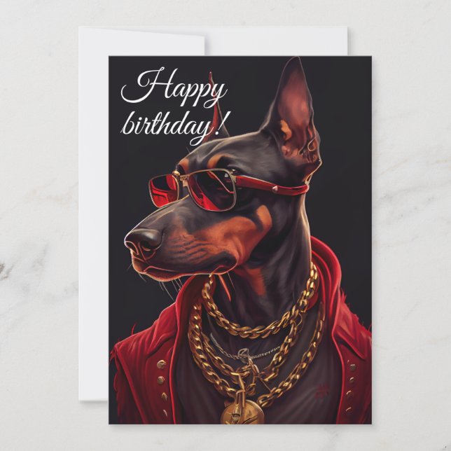 Tarjeta Festiva El encanto de Doberman. (Anverso)