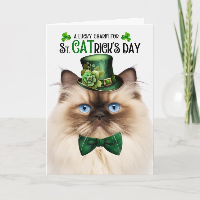 Tarjeta Festiva El encanto del Día del Gato Himalaya St CATrick (Anverso)