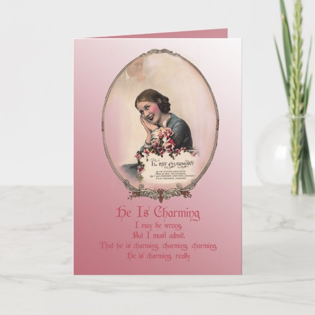Tarjeta Festiva Él es encantador (Anverso)