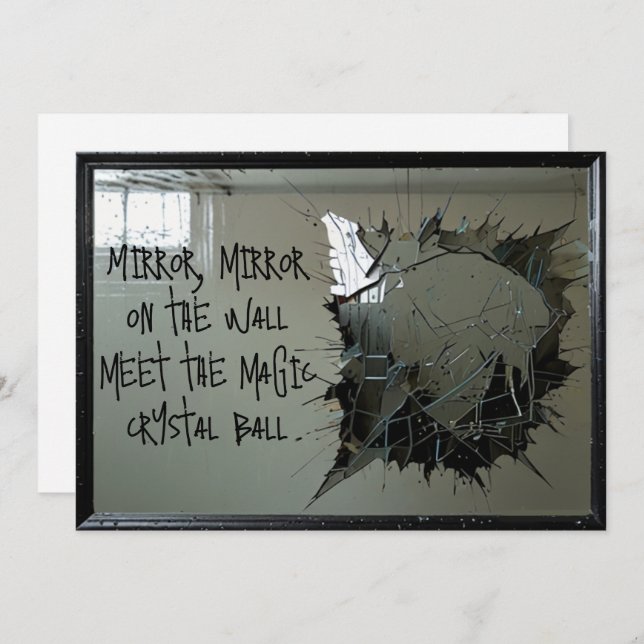 Tarjeta Festiva El Espejo Mágico En La Pared Conoce La Psíquica Cr (Anverso / Reverso)