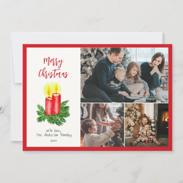 Tarjeta Festiva El espíritu de los Navidades advierte velas 3 Foto (Anverso)