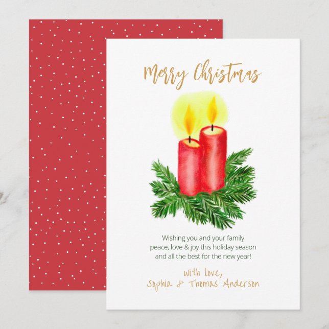 Tarjeta Festiva El espíritu de los Navidades anticipa las velas (Anverso / Reverso)