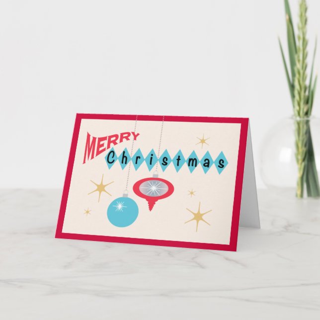 Tarjeta Festiva El estilo retro de los años 50 adorna Felices (Anverso)