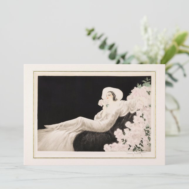 Tarjeta Festiva El florecimiento del amor por Louis Icart (Anverso de pie)