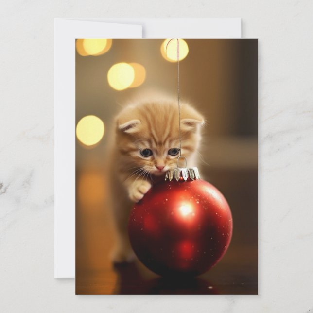 Tarjeta Festiva El gatito de los Navidades (Anverso)