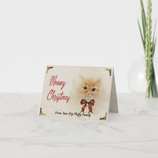 Tarjeta Festiva El gato abisano Meowy Navidades acuarela arte