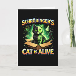 Tarjeta Festiva El gato curioso de Schrödinger