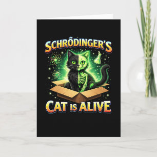 Tarjeta Festiva El gato curioso de Schrödinger