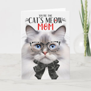 Tarjeta Festiva El gato de Lilac Point Ragdoll para mamá en el día