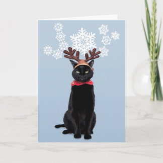 Tarjeta Festiva El gato del reno trae alegría