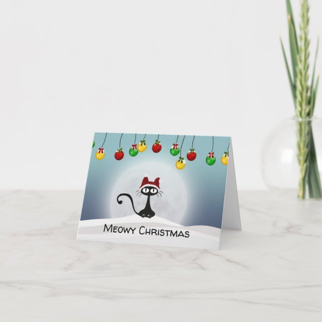 Tarjeta Festiva El gato negro de los Navidades (Anverso)