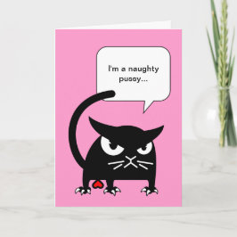 Tarjeta Festiva El gato negro divertido carda el gatito travieso