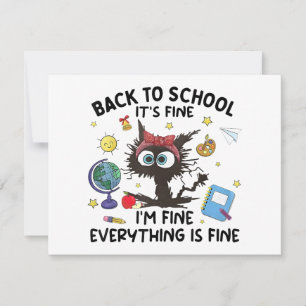 Tarjeta Festiva El gato negro vuelve a la escuela, está bien todo