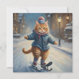 Tarjeta Festiva El gato que ama a los Navidades Meowy