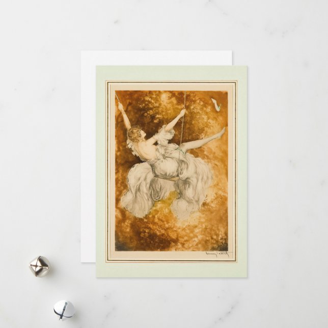 Tarjeta Festiva El giro, 1928 de Louis Icart (Anverso/Reverso In Situ)