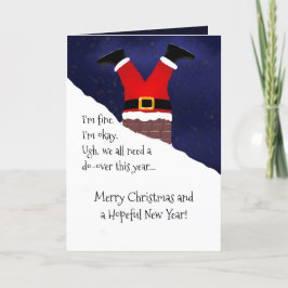 Tarjeta Festiva El gracioso Papá Noel agarró a los Navidades esper