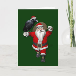 Tarjeta Festiva El gracioso Papá Noel ama a Ravens
