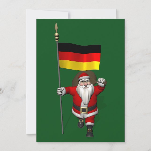 Tarjeta Festiva El gracioso Papá Noel Con El Diseño De Alemania (Anverso)