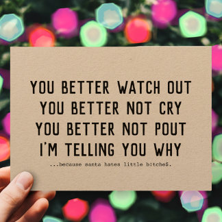 Tarjeta Festiva El gracioso Papá Noel Viene A La Ciudad De Kraft X