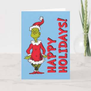 Tarjeta Festiva El Grinch Clásico Santa Claus