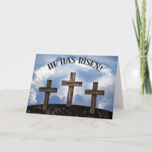 Tarjeta Festiva Él Ha Resucitado 3 Cruces Ásperas