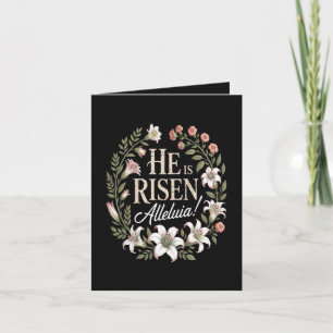 Tarjeta Festiva Él ha resucitado Aleluya Floral Pascua cristiana