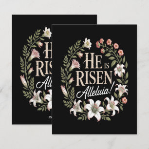 Tarjeta Festiva Él ha resucitado Aleluya Floral Pascua cristiana