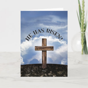 Tarjeta Festiva Él Ha Resucitado Cruz Áspera Cielo